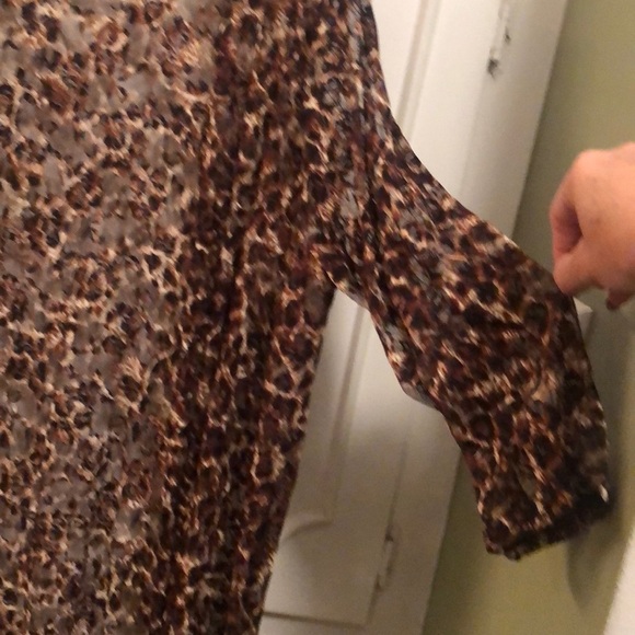 Long sheer leopard cardigan. Brown and Black leopard print - Picture 3 of 6